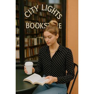 VTG Retro Classic Jones New York Signature Polka Dot Silk Blouse, Women's XL